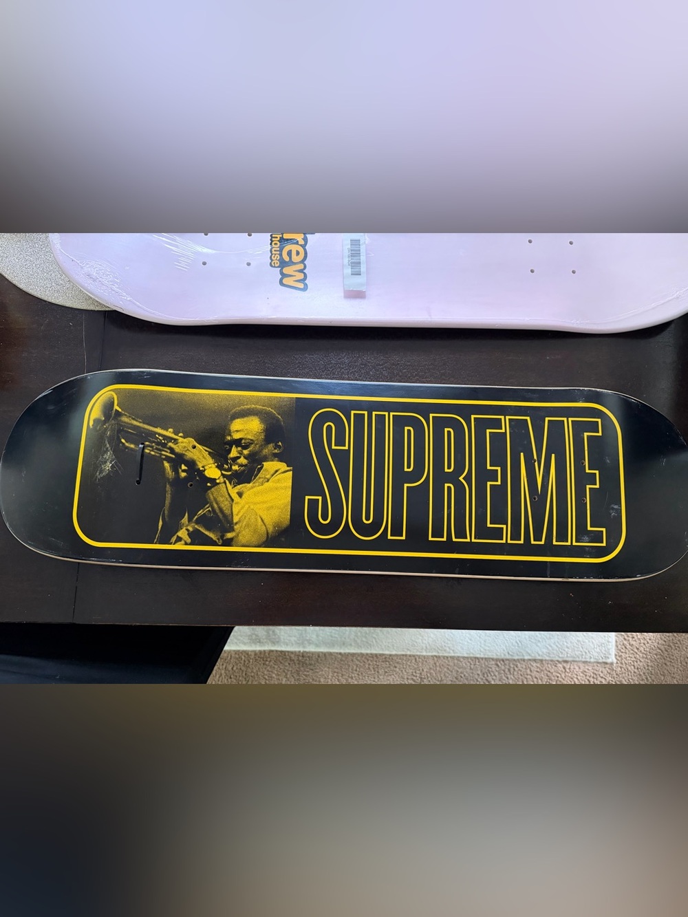 Supreme Black and Yellow Jazz Trumpet Skate Deck
